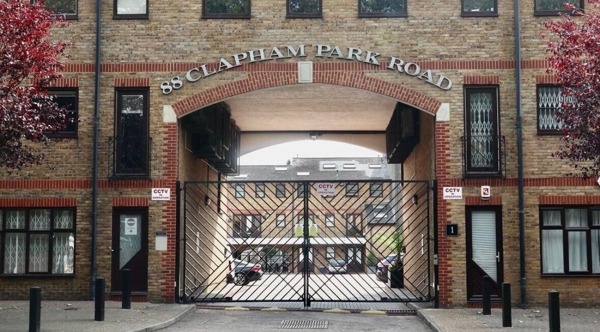 Front view of Osteotherapy Lab at 88 Clapham Park Road, London, England, GB with secure gated entrance.