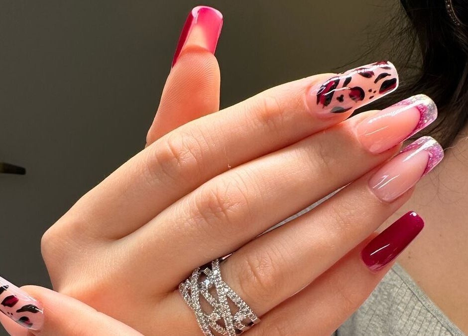 Stylish manicure art with pink and patterns at DIELLANAILS, Toronto, Ontario, CA.
