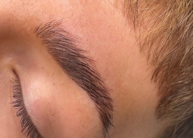 Close-up of expertly shaped eyebrows at GHB Beauty, Great Wyrley, England, GB for a fresh look.
