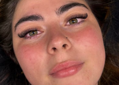 Close-up of enhanced eyelashes at Lasheddbylexy, Elderslie, New South Wales, AU.