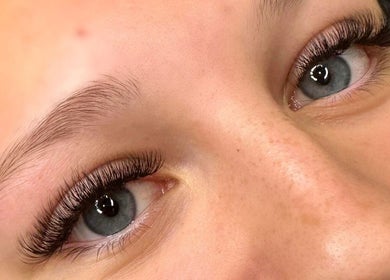 Close-up of eyelash extensions at Lasheddbylexy in Elderslie, New South Wales, AU.