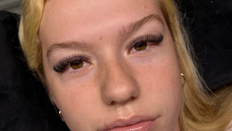 Close-up of luxurious eyelash extensions at Lasheddbylexy, Elderslie, New South Wales, AU.