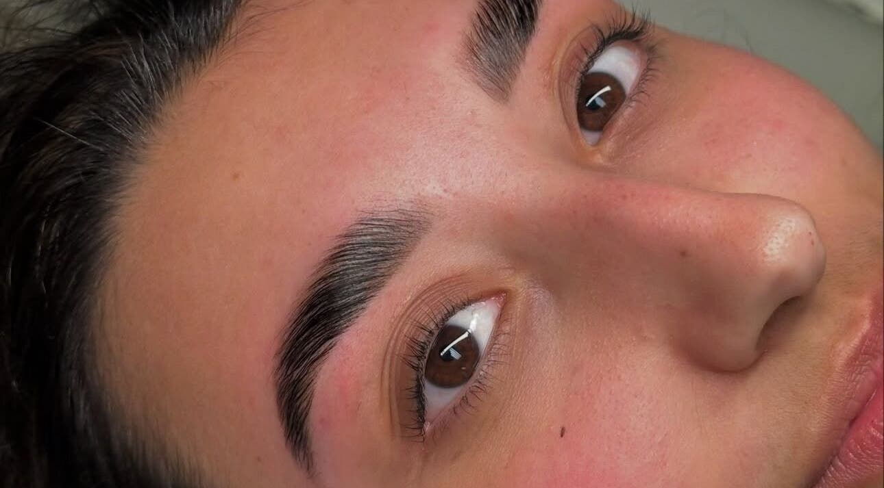 Close-up of expertly groomed eyebrows at By RonnieHiroz, Berwick-upon-tweed, England, GB.