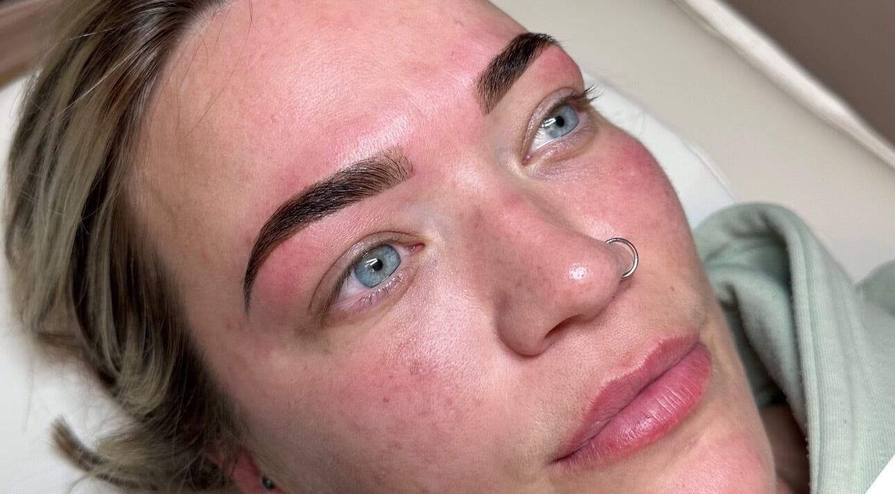 Close-up of expertly shaped eyebrows at By RonnieHiroz, Berwick-upon-tweed, England, GB enhancing natural beauty.