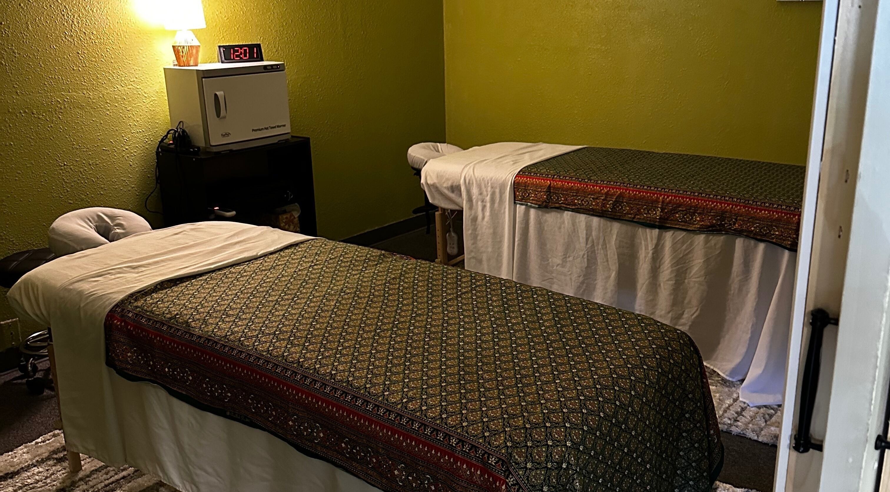 Cozy massage room at Thai Traditional Therapeutic Massage, North Little Rock, Arkansas, US.