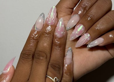 Elegant nail art design at Haven Beauty House, Kingston, St. Andrew Parish, JM showcasing intricate details.