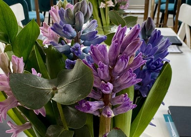 Elegant flower arrangement at Jennifer Young Wellness Clinic in Madeley, England, GB enhances serene atmosphere.
