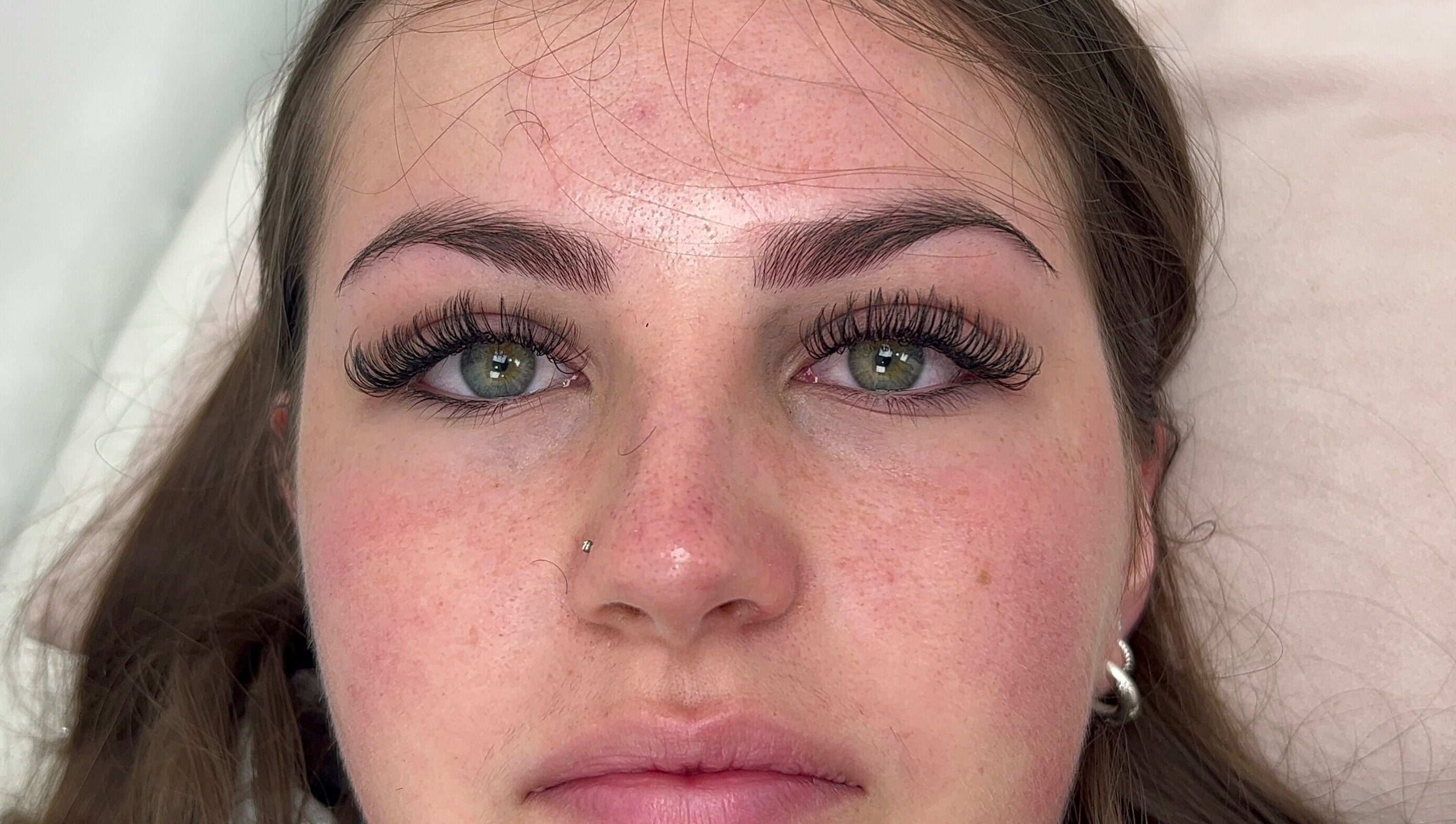 Close-up of expertly crafted eyelash extensions at Divine Beauty, Milton Keynes, England, GB.