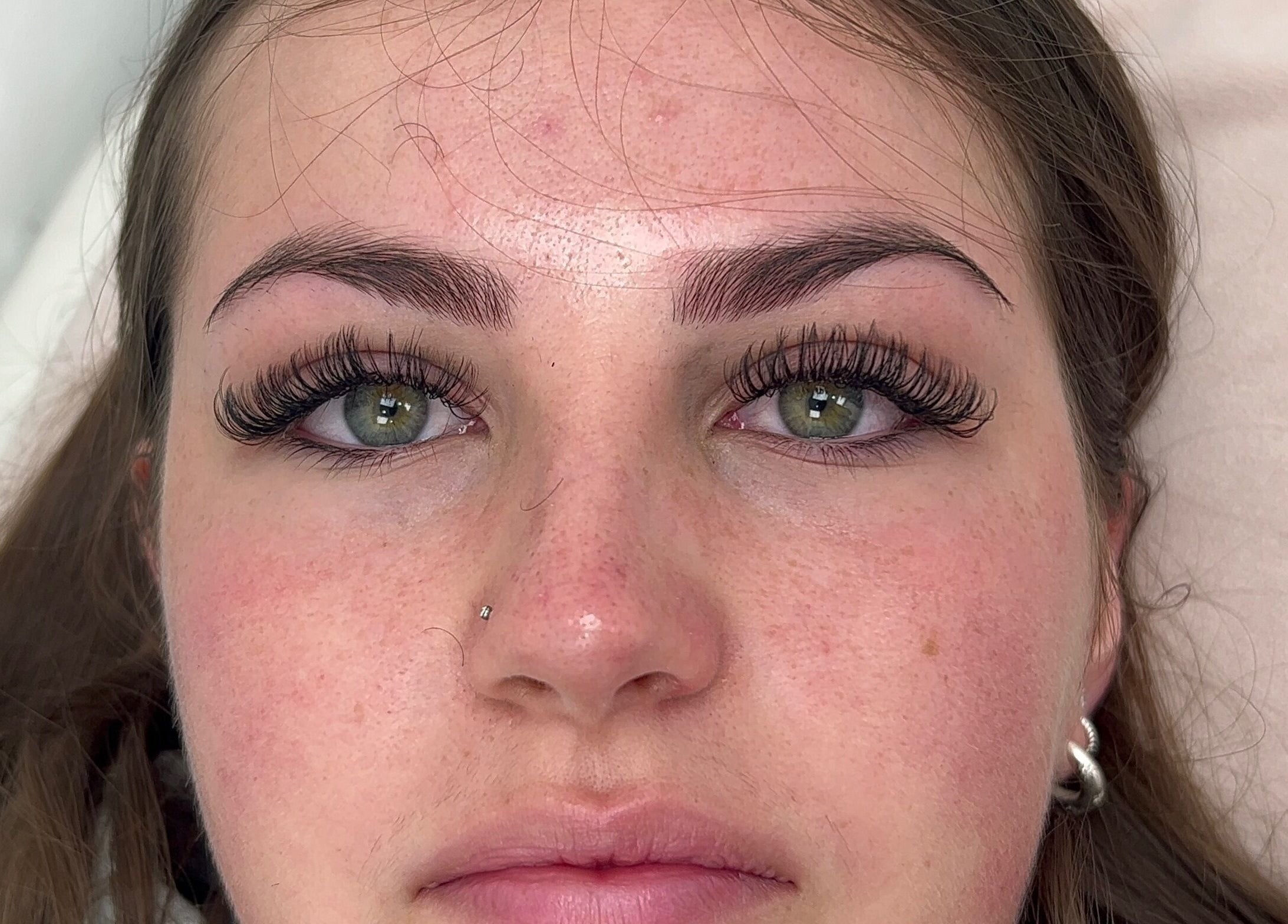 Close-up of expertly crafted eyelash extensions at Divine Beauty, Milton Keynes, England, GB.