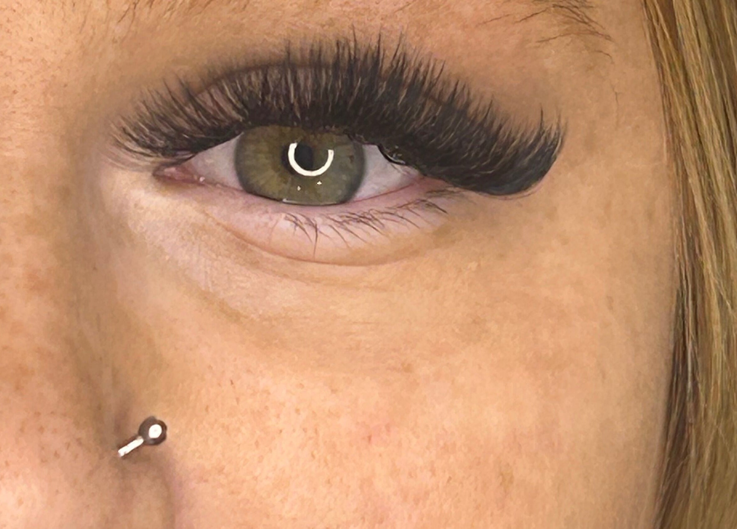 Close-up of lush eyelash extensions at Divine Beauty in Milton Keynes, England, GB.