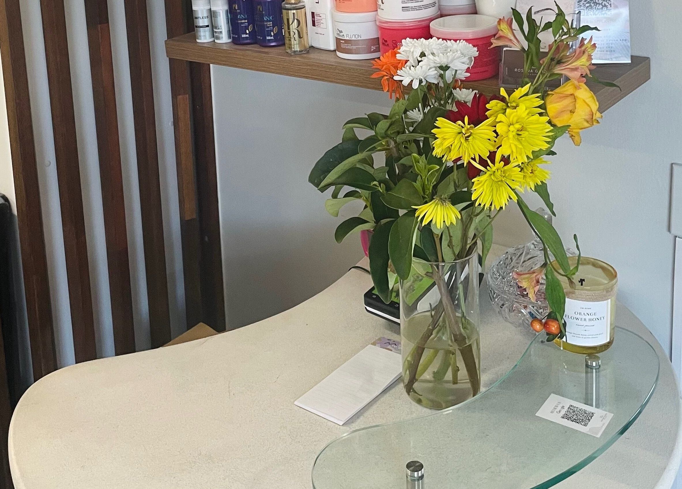 Bright floral arrangement at Carmen Marie Beauty, Maroubra, New South Wales, AU, enhancing the reception area.