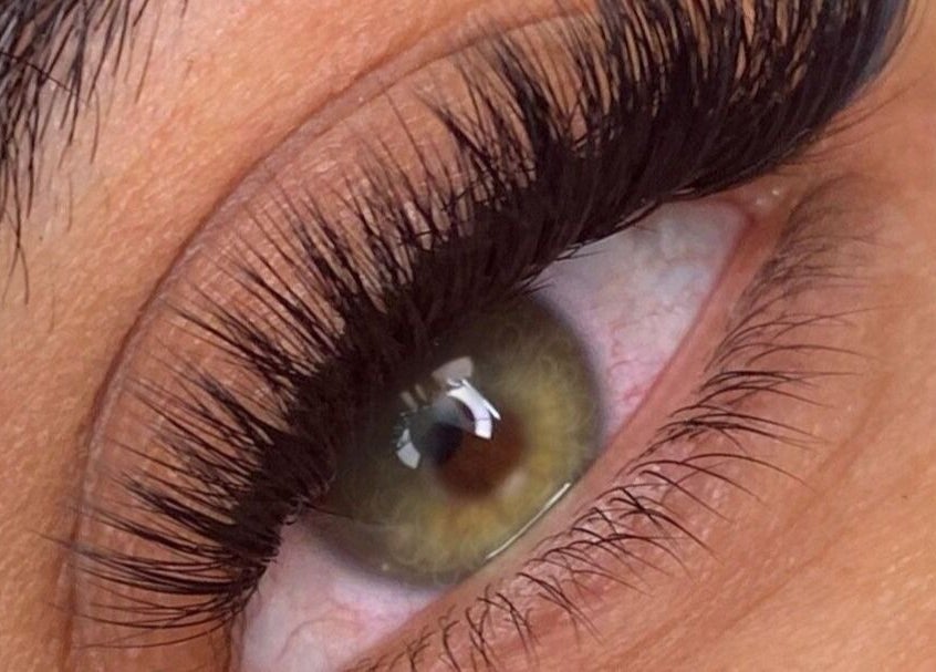 Close-up of beautifully enhanced eyelashes at Beauty Land and Aesthetics in Glasgow, Scotland, GB.