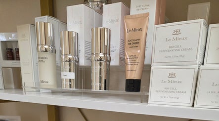 Le Mieux skincare products displayed at Innersol Skincare in Fair Lawn, New Jersey, US.