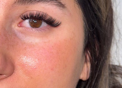 Close-up of eyelash extensions by Makeup & Lashes By Zara Lee in Tralee, County Kerry, IE.