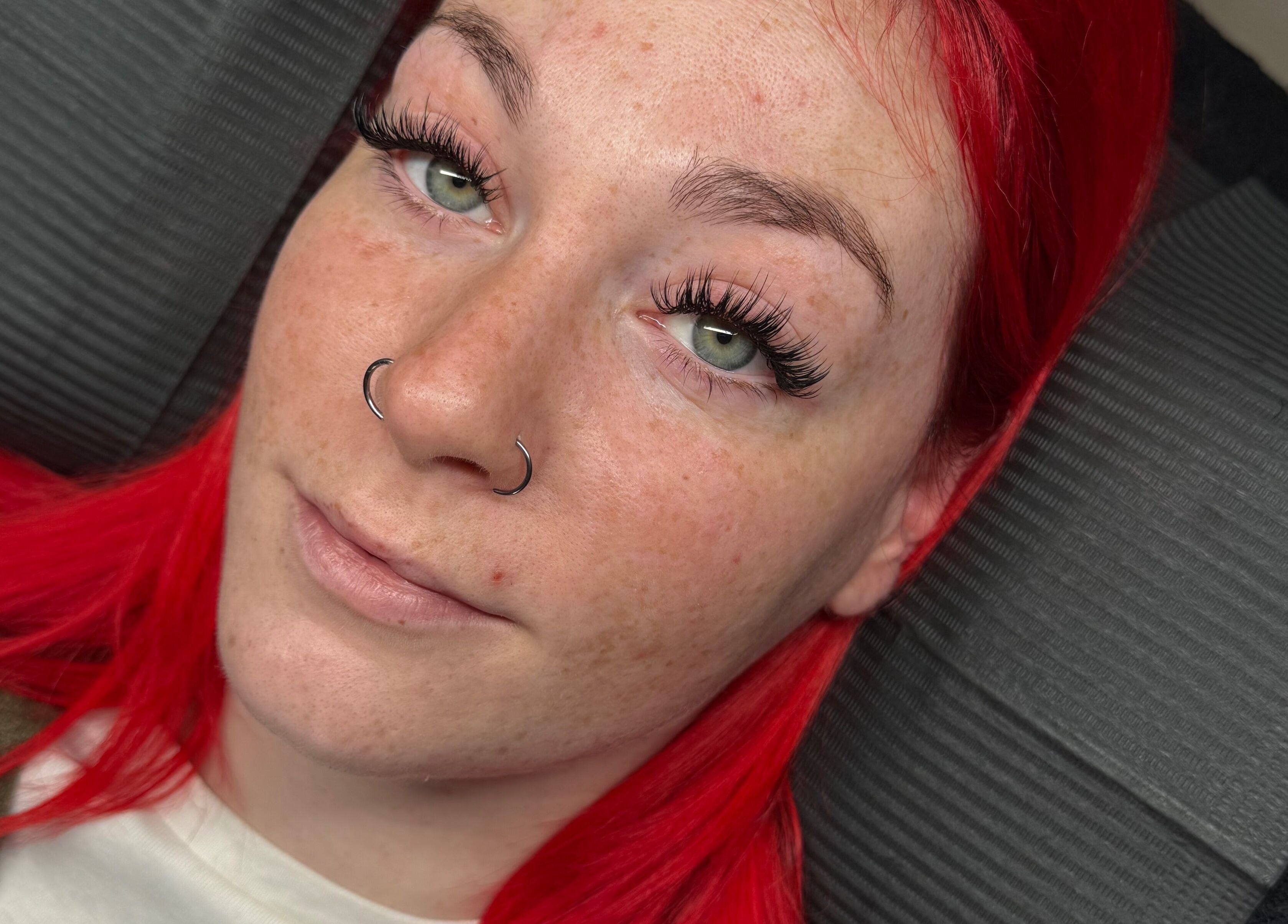 Close-up of a client at Makeup & Lashes By Zara Lee, Tralee, County Kerry, IE, showcasing voluminous lashes.