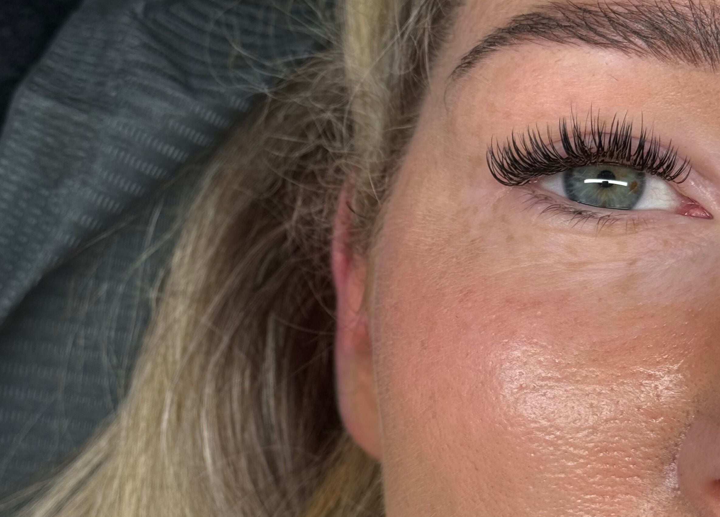 Close-up of luxurious eyelash extensions at Makeup & Lashes By Zara Lee in Tralee, County Kerry, IE.