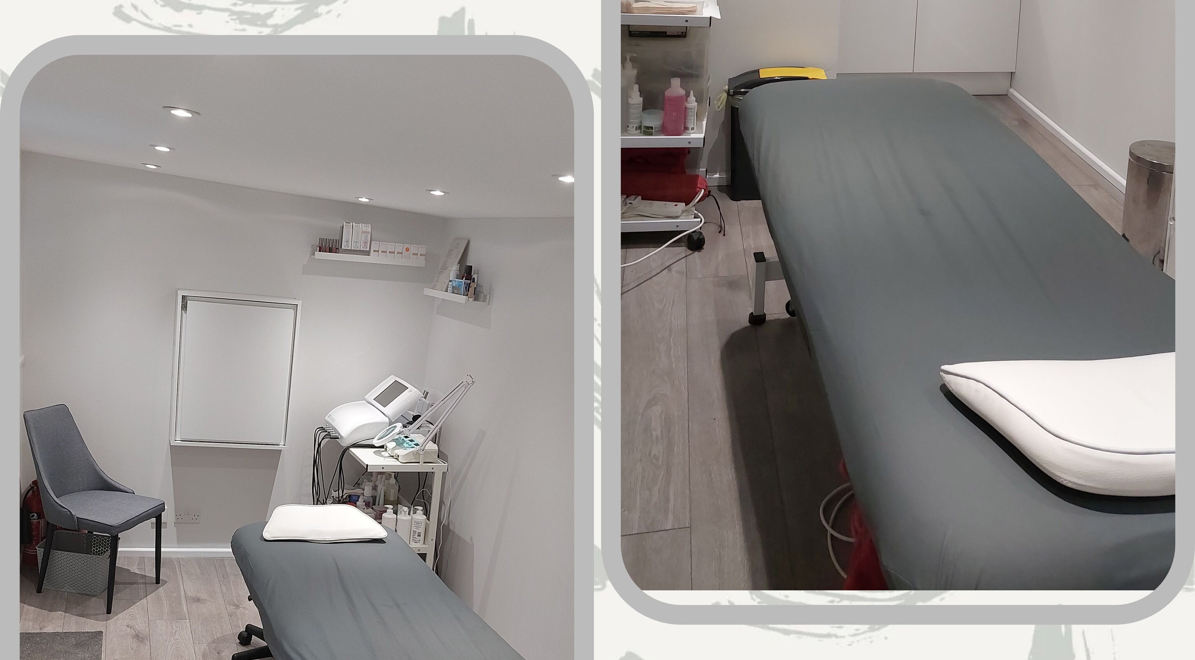 Calm treatment room at Beauty Essence Salon, Chelmsford, England, GB, featuring a comfortable massage bed.