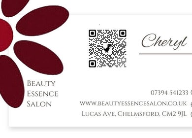 Beauty Essence Salon contact card with QR code, Chelmsford, England, GB.