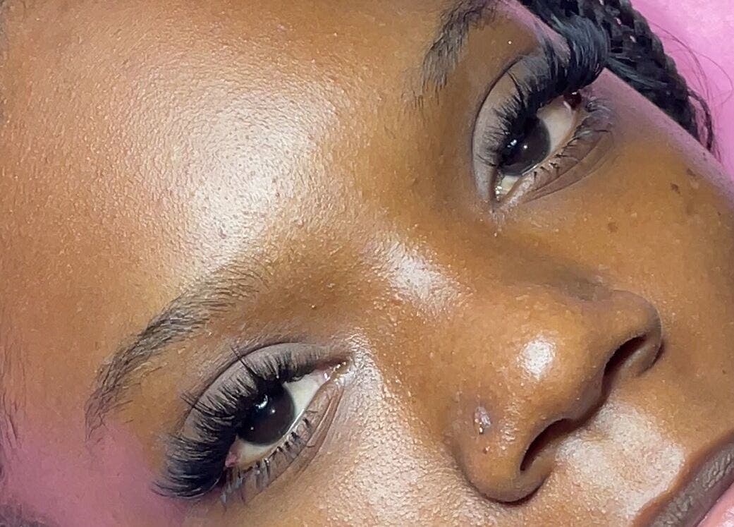 Close-up of eyelash extensions at Waxxed & Lashxed, Saint Peter, Saint Peter, BB. Perfect for beauty enhancement.