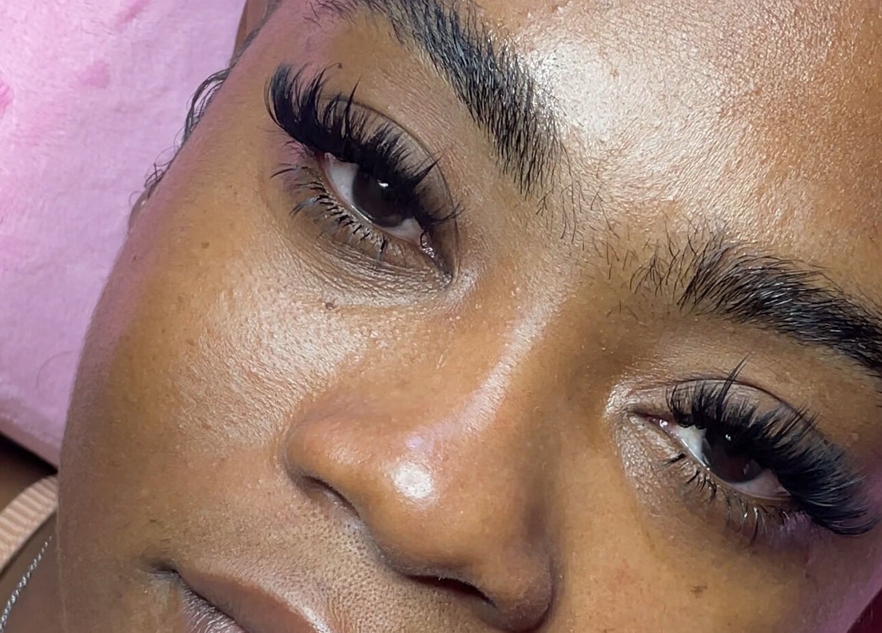 Close-up of eyelash extensions at Waxxed & Lashxed in Saint Peter, Saint Peter, BB, showcasing skillful application.