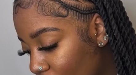 Close-up of intricate braided hairstyle at BeautyByFaves YYC in Calgary, Alberta, CA.
