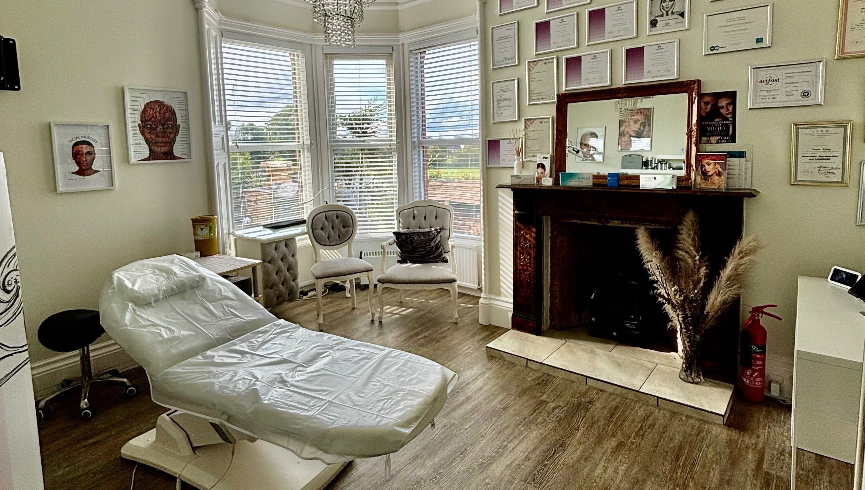 Chic treatment room at Fran Wainwright Beauty and Aesthetics, Annan, Scotland, GB, featuring luxurious decor.