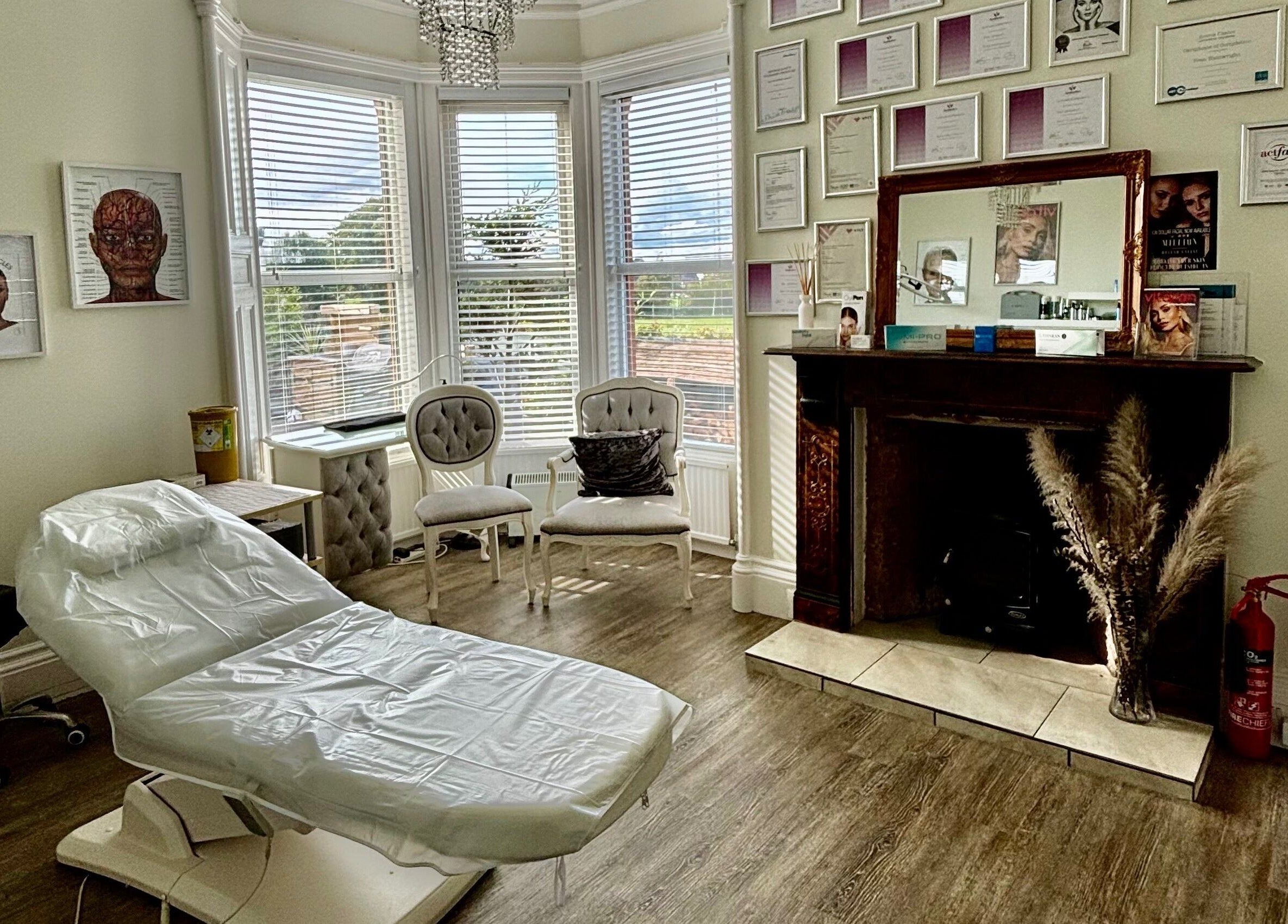 Chic treatment room at Fran Wainwright Beauty and Aesthetics, Annan, Scotland, GB, featuring luxurious decor.