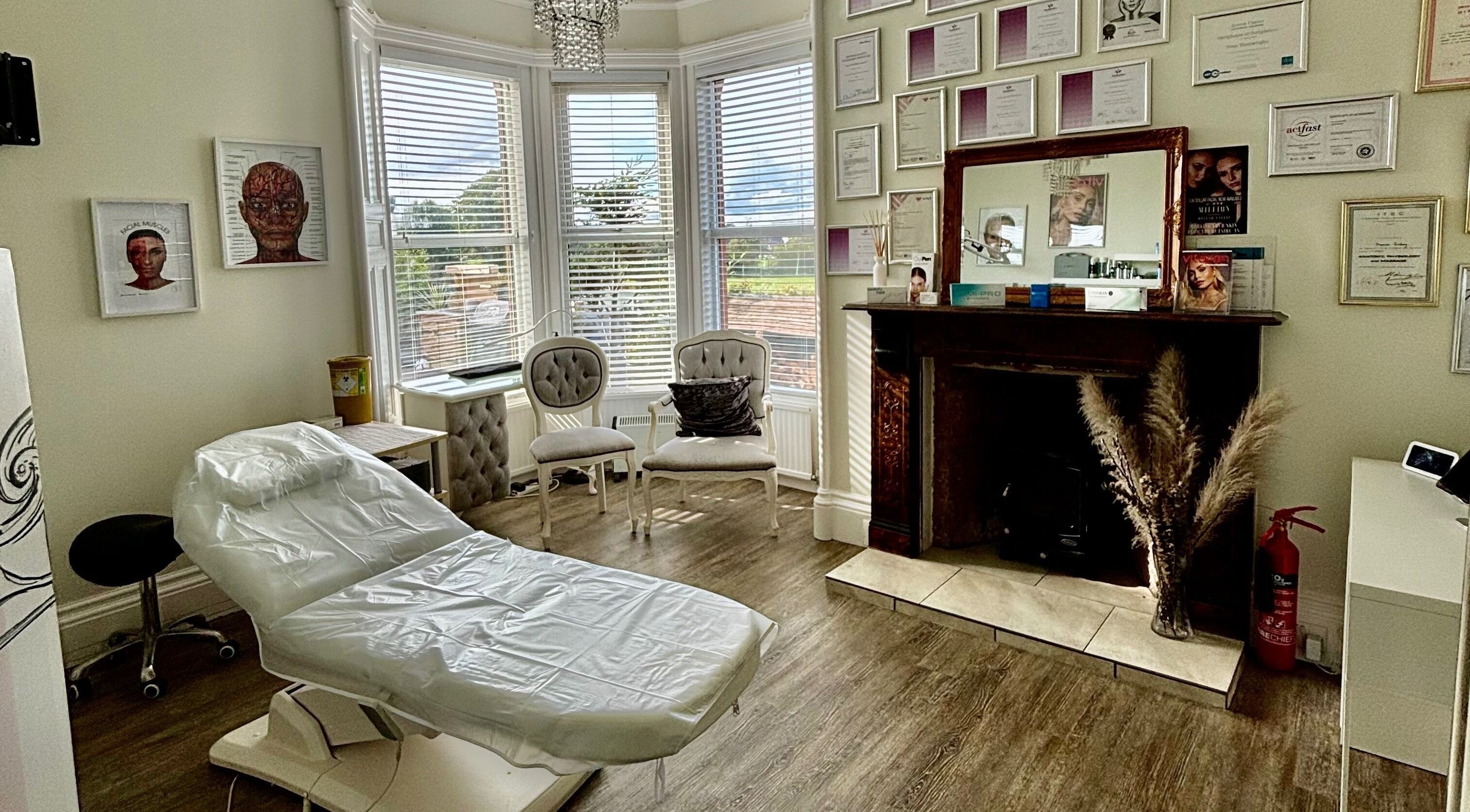 Chic treatment room at Fran Wainwright Beauty and Aesthetics, Annan, Scotland, GB, featuring luxurious decor.