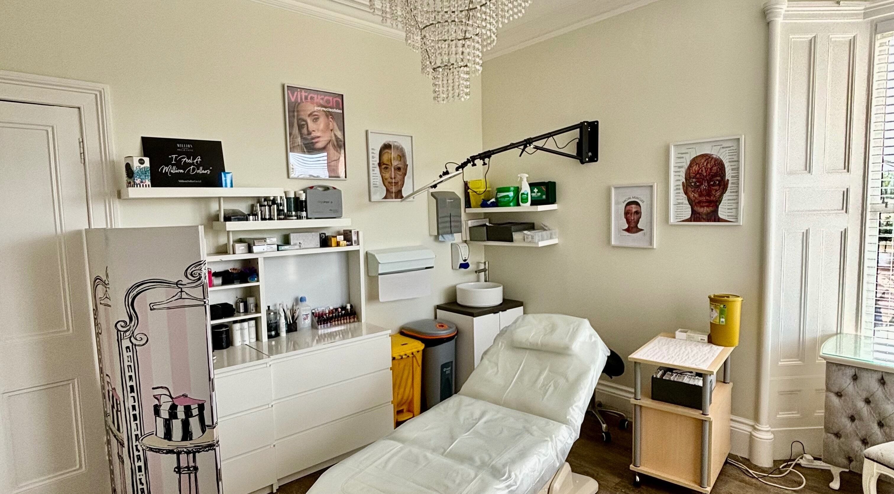 Elegant treatment room at Fran Wainwright Beauty and Aesthetics, Annan, Scotland, GB, featuring a treatment bed and decor.