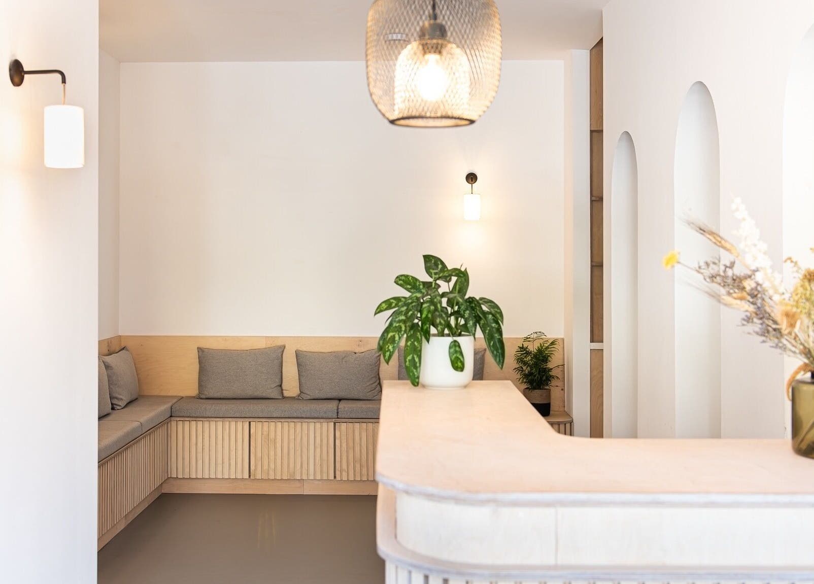 Cozy seating area at Adeline Peillet at Pause Studio - Leyton E11, London, England, GB with elegant decor.