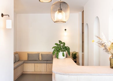 Modern, bright lobby at Adeline Peillet at East of Eden - Walthamstow E17 in London, England, GB.