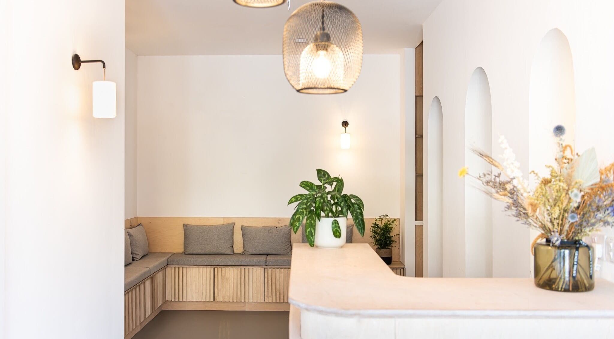 Adeline Peillet at East of Eden - Walthamstow E17 reception in London, England, GB, featuring modern decor.