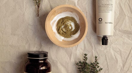 Herbal hair treatment products at Silky Headspa, San Jose, California, US, displayed on a natural background.