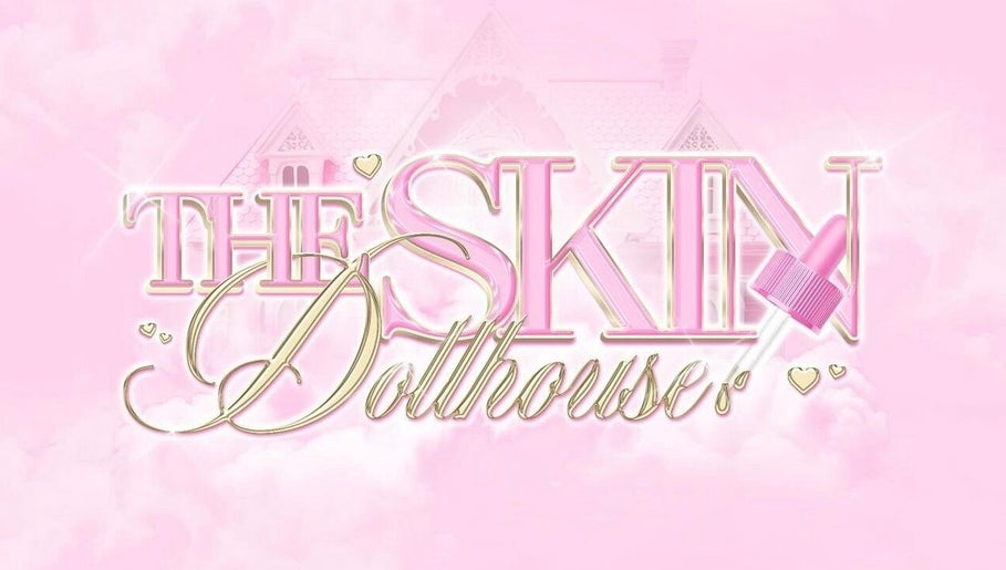 The Skin Dollhouse logo on soft pastel pink background, Bradford, England, GB.