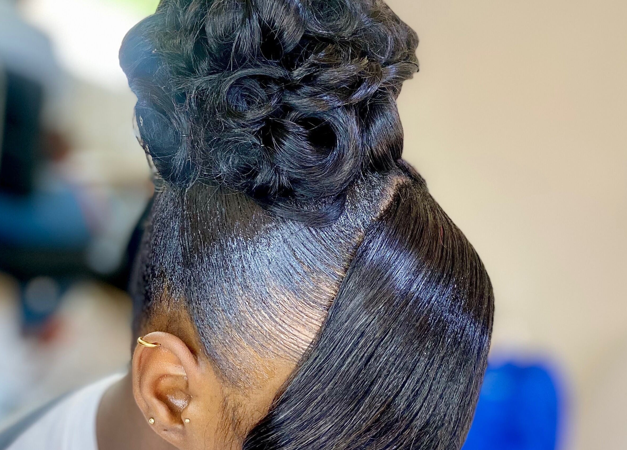 Stylish updo hairstyle at Haus Of Lisa J, Bridgetown, Saint Michael, BB.