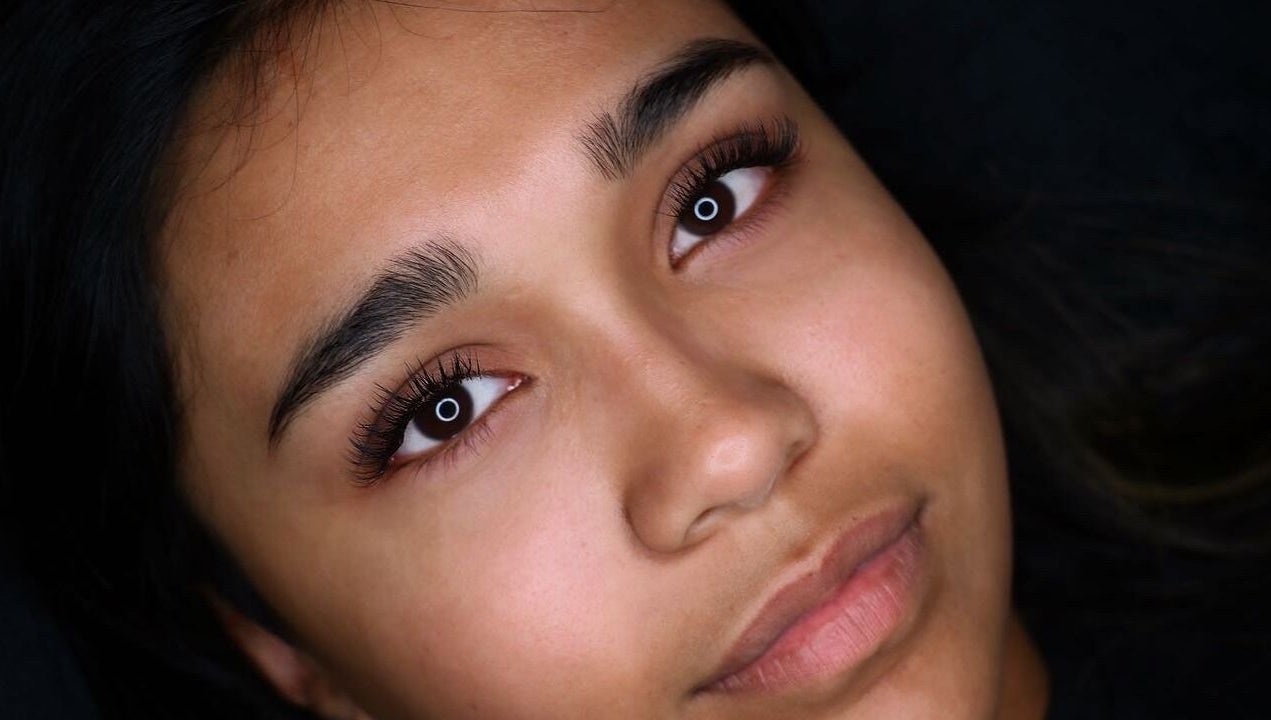 Close-up of a person's eyes showcasing lash artistry at Enokieyes in Delta, British Columbia, CA.
