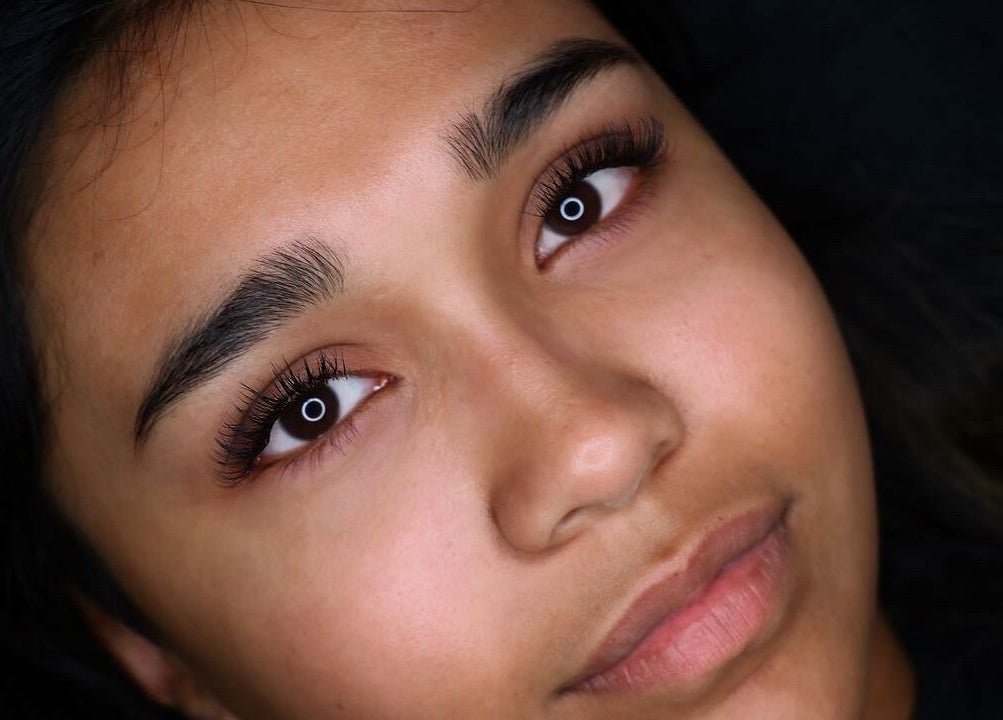Close-up of a person's eyes showcasing lash artistry at Enokieyes in Delta, British Columbia, CA.
