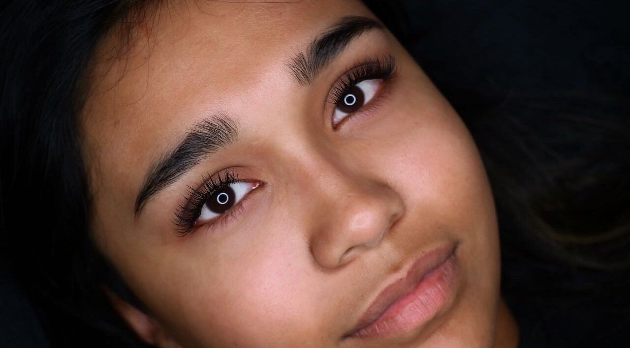 Close-up of a person's eyes showcasing lash artistry at Enokieyes in Delta, British Columbia, CA.