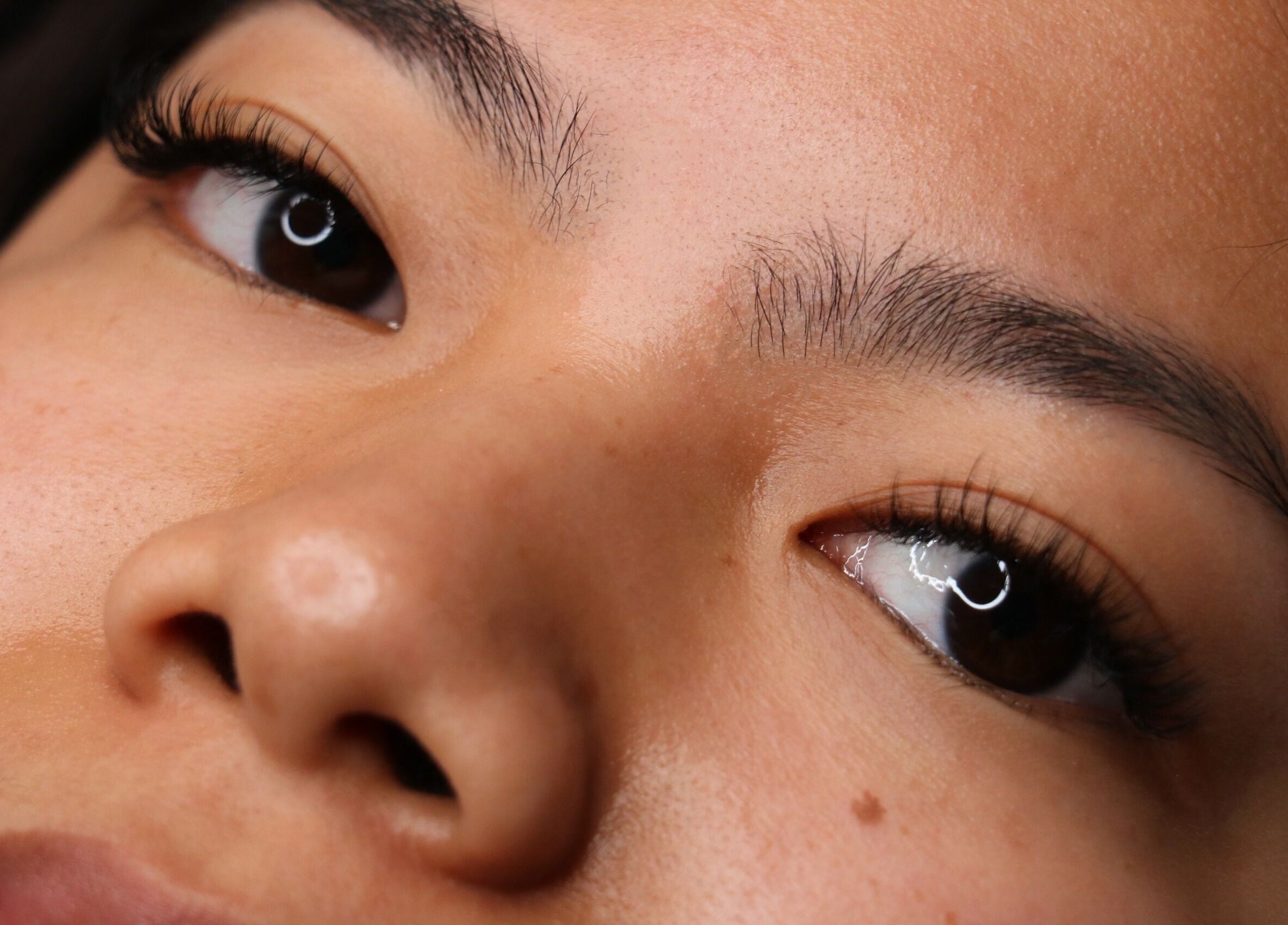 Close-up of elegant eyelashes at Enokieyes, Delta, British Columbia, CA.