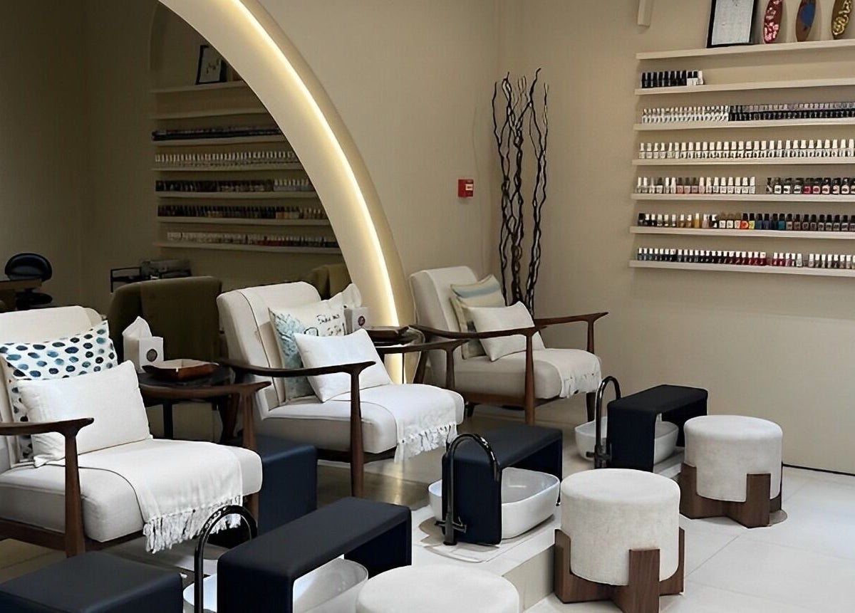 Luxurious nail care seating at Oak Spa, Sharjah, Sharjah, AE, offering a relaxing wellness experience.