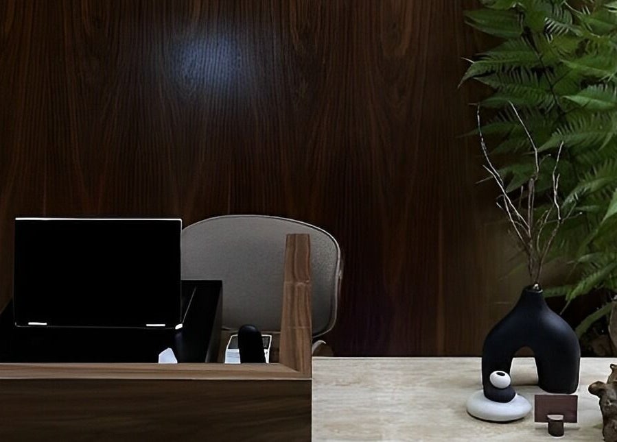 Elegant reception desk at Oak Spa in Sharjah, Sharjah, AE, featuring natural décor and calming atmosphere.