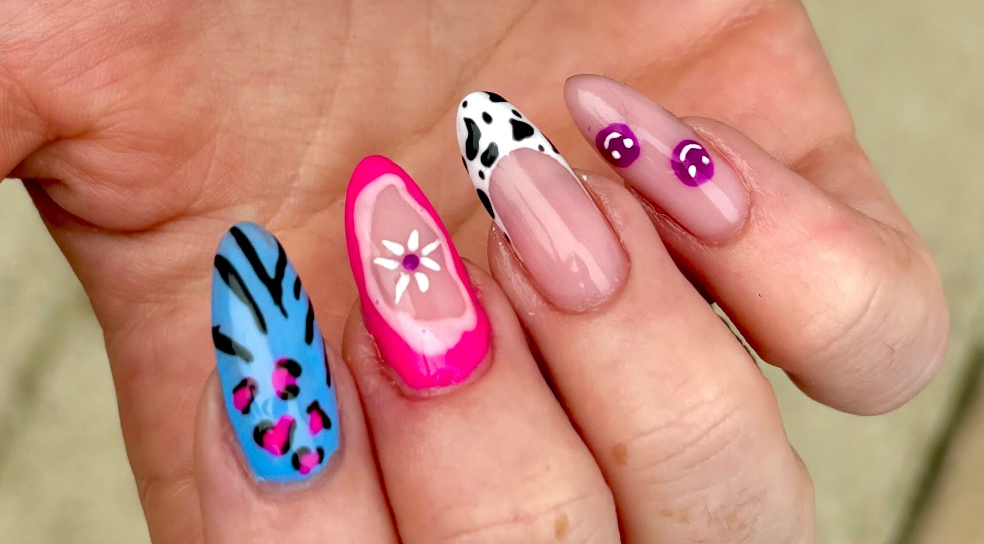 Colorful nail designs by Nails by Natalie Weston in Blackwater, England, GB. Diverse and eye-catching patterns.
