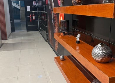 Sophisticated reception area at AK SPA, Al Hofuf, Eastern Province, SA with modern decor and warm lighting.