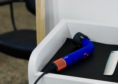Hairdryer and comb at Abōde, Sydney, New South Wales, AU. Perfect setup for beauty and wellness services.