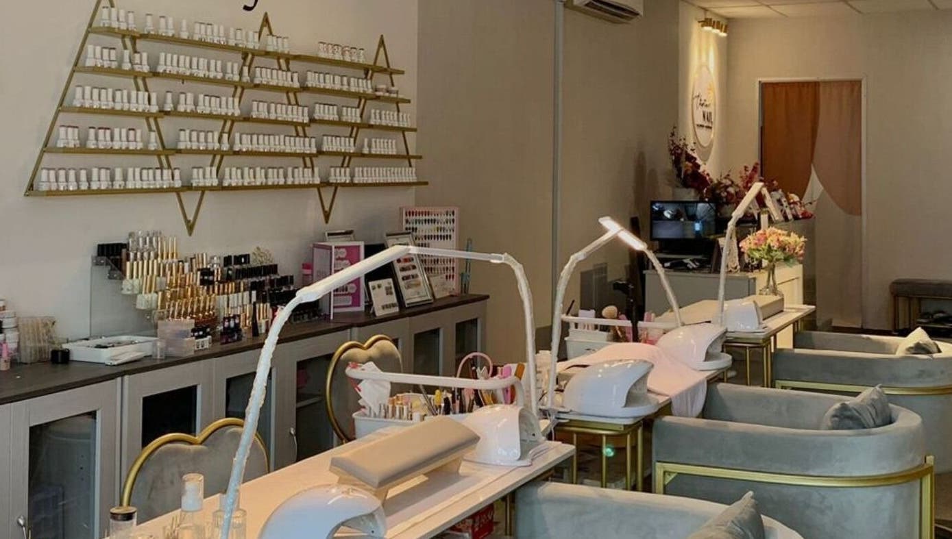 Christine Nail Academy By Gaga& Co, Kuala Lumpur: Elegant nail salon interior with luxe seating and polish display.