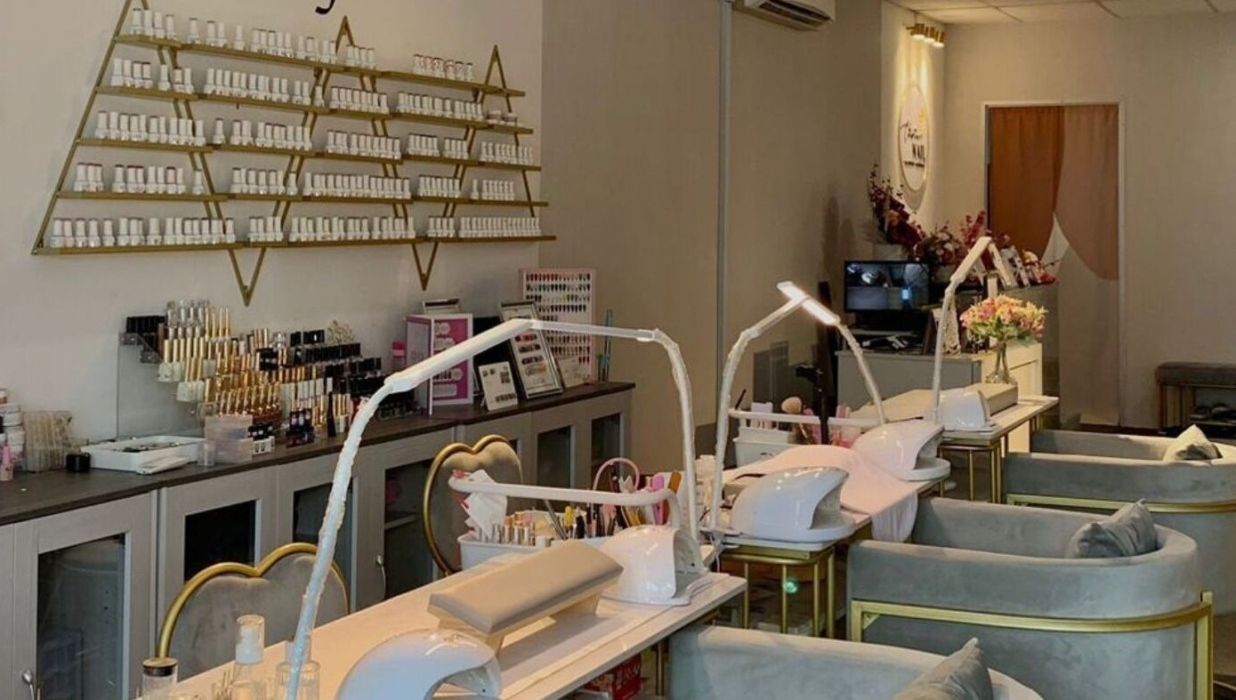 Christine Nail Academy By Gaga& Co, Kuala Lumpur: Elegant nail salon interior with luxe seating and polish display.