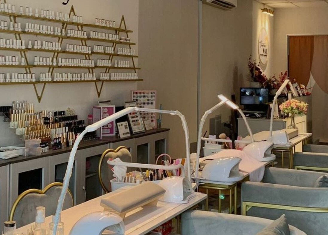 Christine Nail Academy By Gaga& Co, Kuala Lumpur: Elegant nail salon interior with luxe seating and polish display.