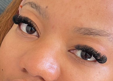 Close-up of elegant eyelash extensions at Fairy Lashes, Cape Town, Western Cape, ZA.