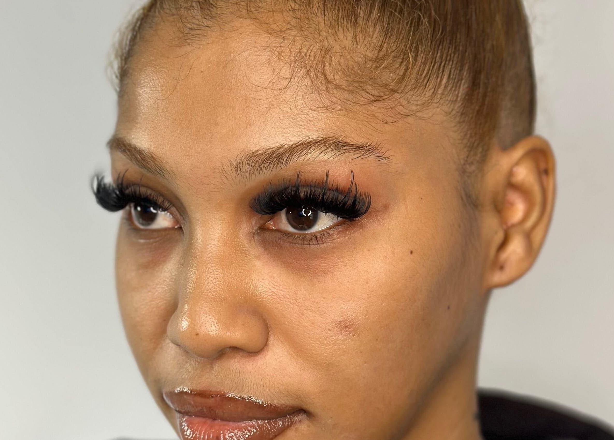 Close-up of woman with lush lashes at Fairy Lashes, Cape Town, Western Cape, ZA.