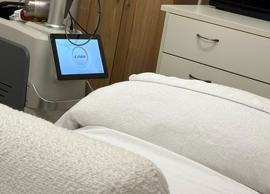 Mira Skin's advanced therapy room in Warrnambool, Victoria, AU featuring a sleek treatment machine.